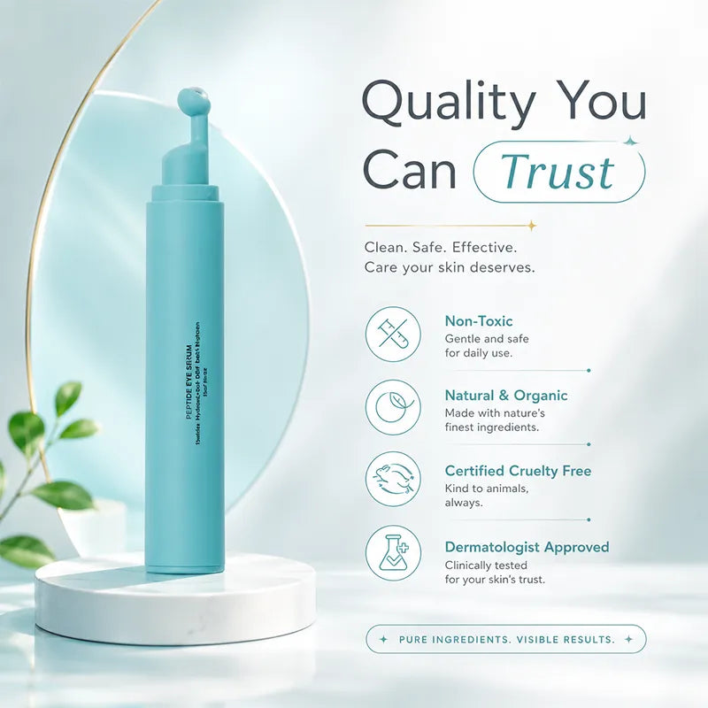 Peptide Eye Serum - Kjølende rollerball-serum under øynene for poser, mørke ringer og rynker med peptider, hyaluronsyre, MSM og reishi-sopp