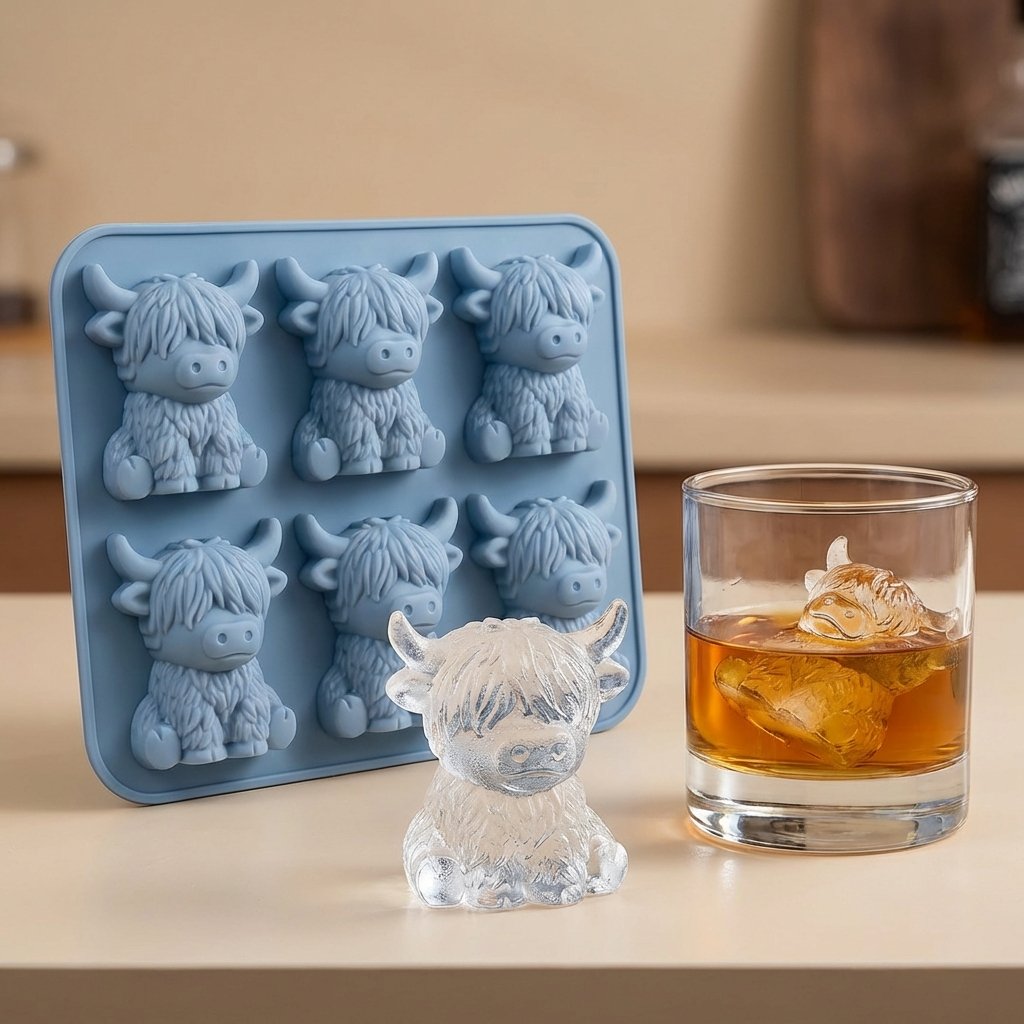 🐮 Mini isbitform av høylandsku – Søt 3D-is til drikke, fester og gaver