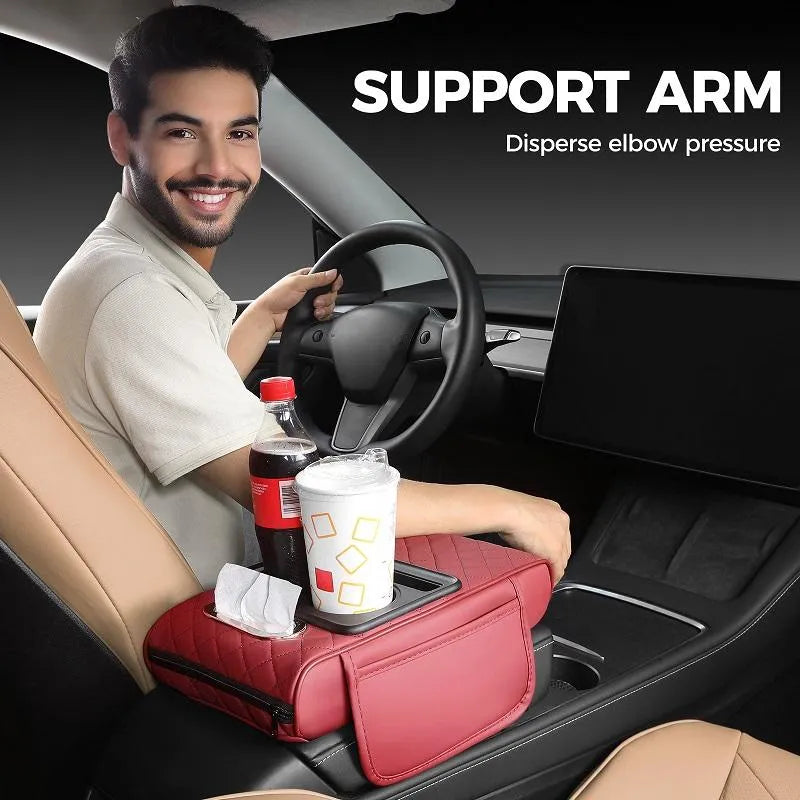 🚗 🔥Multifunksjonell PU-skinnmatte til armlene i bilen