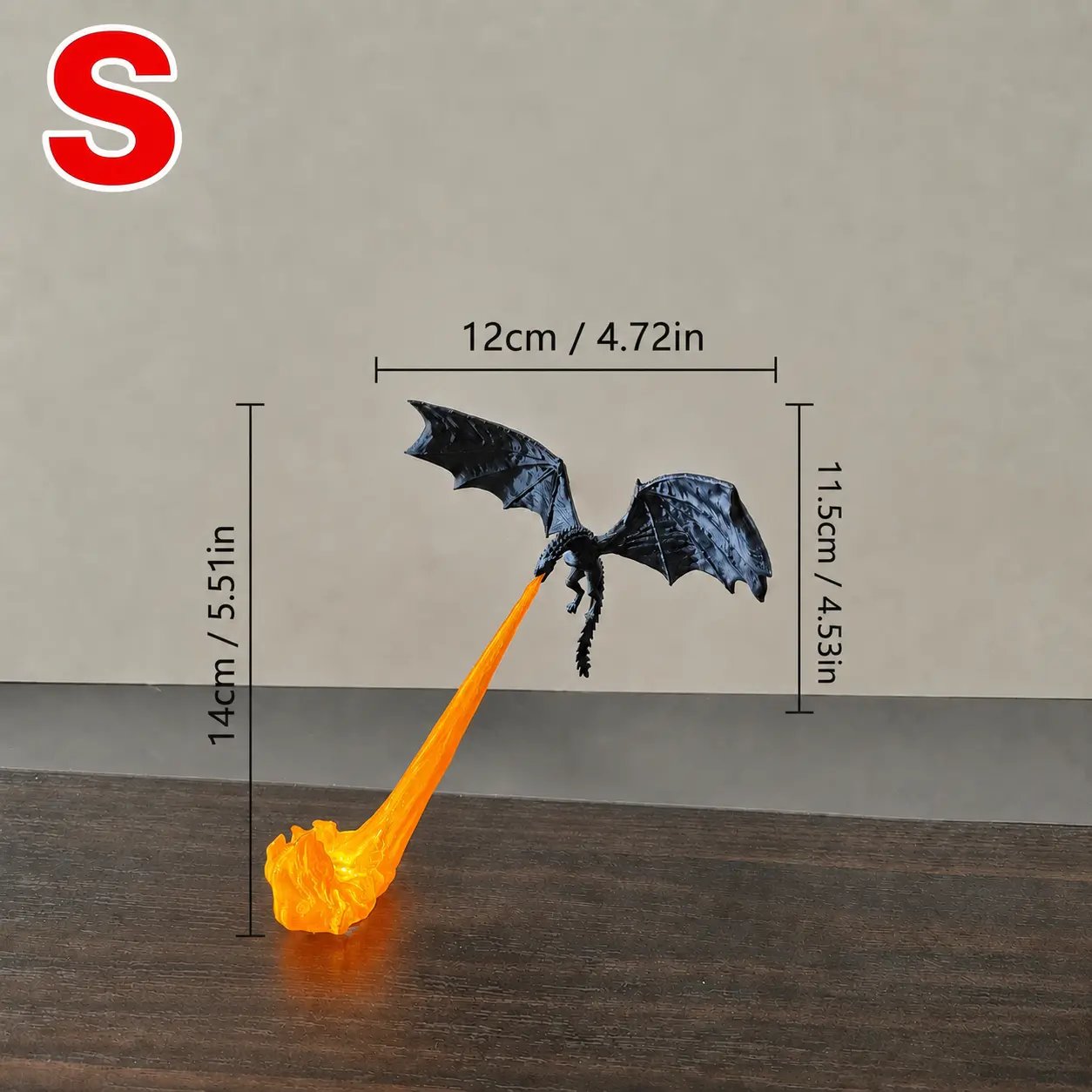 🐲🔥3D-printet opplyst drageflammebokkrok – Mystisk fantasibokhylledekor
