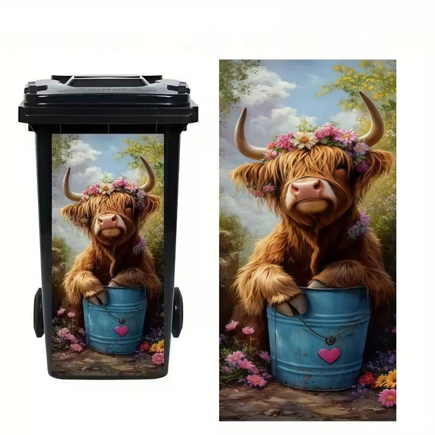 🦒🐯Kreativt søppelbøtteklistremerke med fargerik tegneserie✨