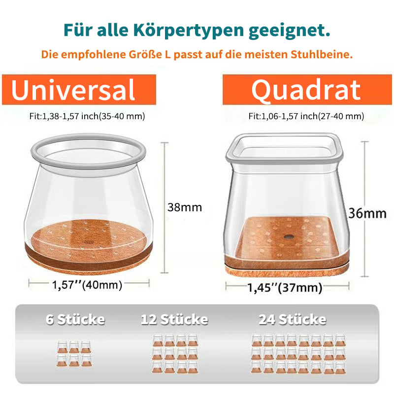 ✨ Universelle gummibeskyttere til stolben – Passer for alle stolbenformer, ripebestandige og slitesterke, den ultimate løsningen for å beskytte gulvene dine.