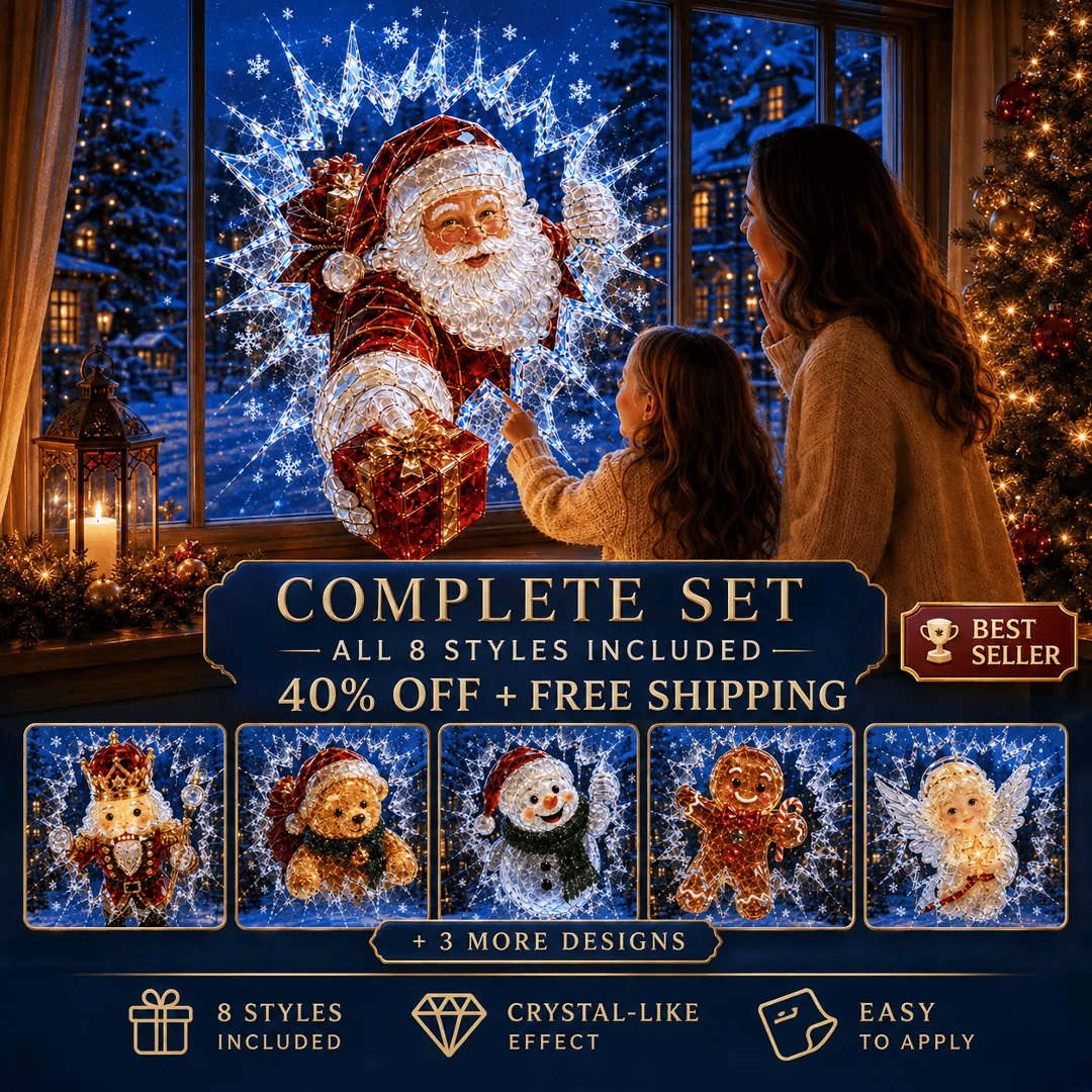 🔥 Bestselger: 49 % rabatt ✨🎄 «Crystal Christmas»-vindusdekal med knust glass-effekt – Juledekorasjon i 3D-stil