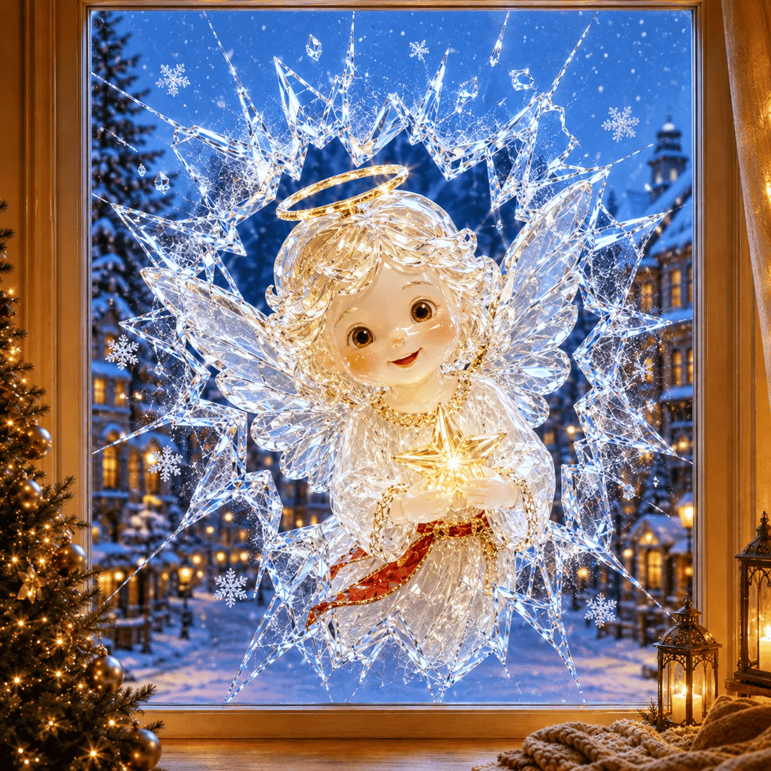 🔥 Bestselger: 49 % rabatt ✨🎄 «Crystal Christmas»-vindusdekal med knust glass-effekt – Juledekorasjon i 3D-stil