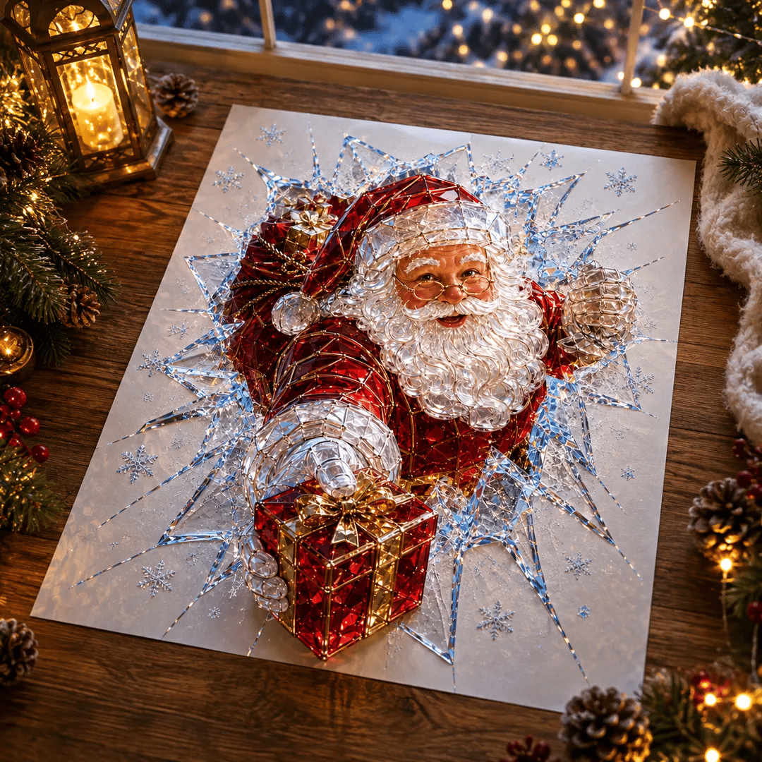 🔥 Bestselger: 49 % rabatt ✨🎄 «Crystal Christmas»-vindusdekal med knust glass-effekt – Juledekorasjon i 3D-stil