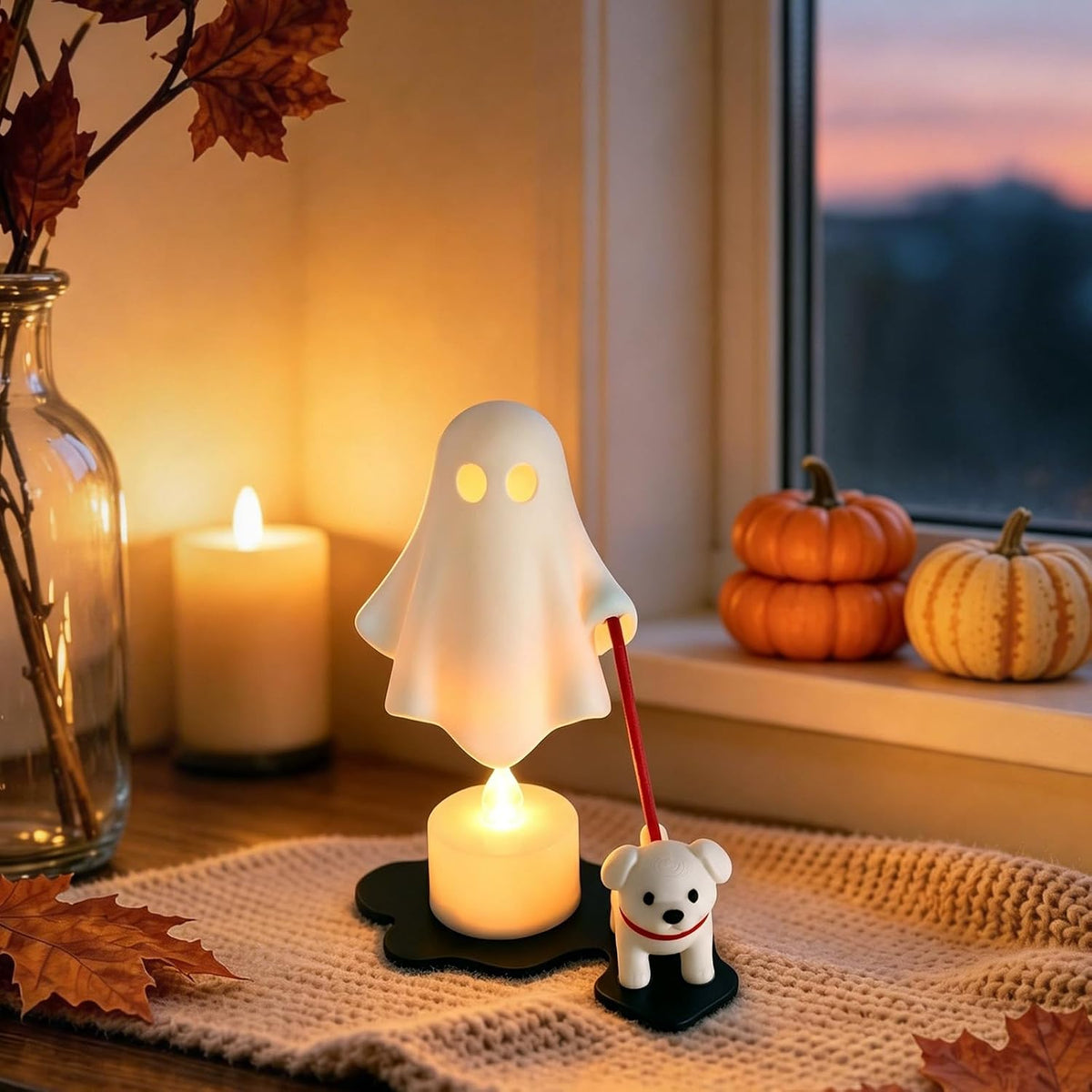 👻🐾 Nattlys med spøkelseshund til Halloween