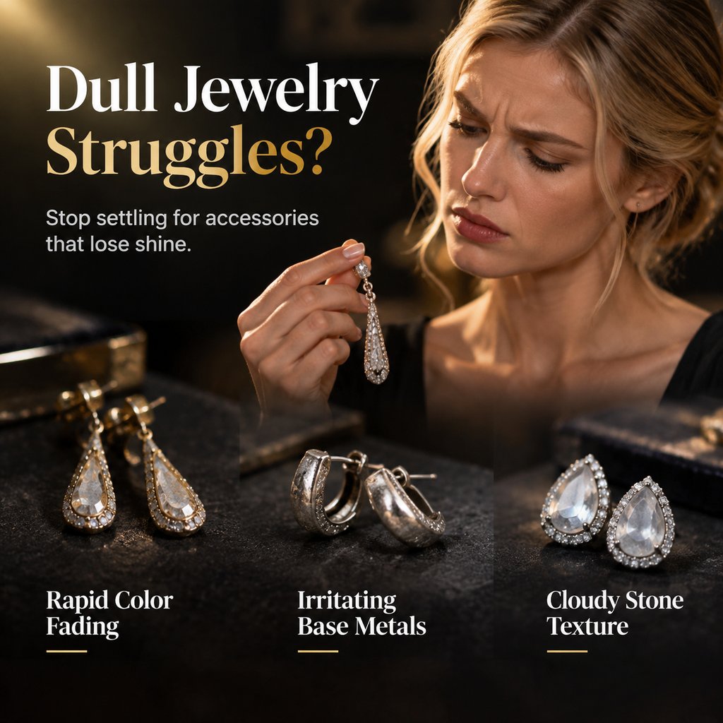 💎 Elegante øredobber med zirkonia, dråpeform og dusk – kan brukes på to måter