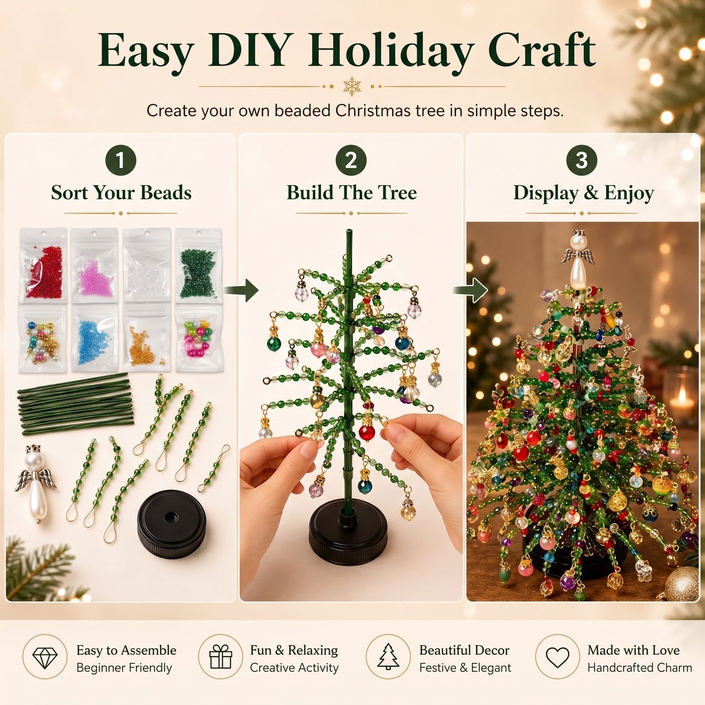 🎄✨ DIY-juletresett med perler 🎅Lag din egen glitrende juledekorasjon