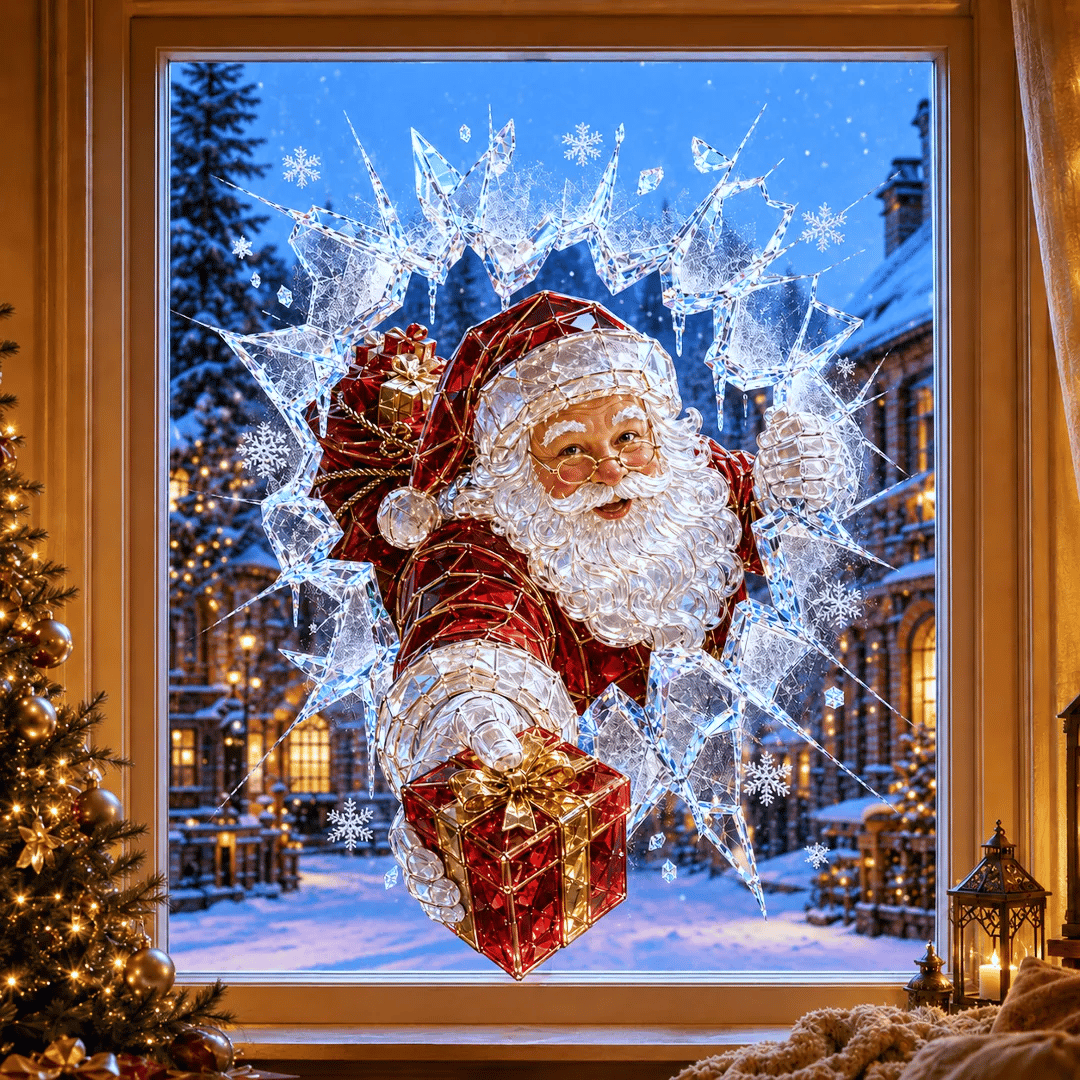 🔥 Bestselger: 49 % rabatt ✨🎄 «Crystal Christmas»-vindusdekal med knust glass-effekt – Juledekorasjon i 3D-stil