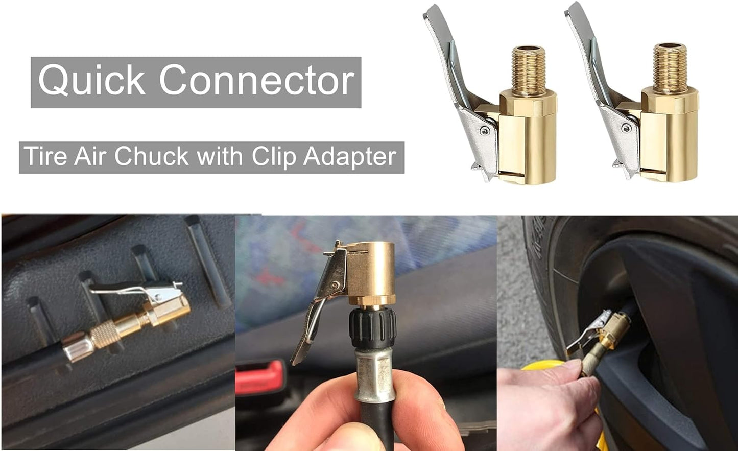 🔥Siste dag med 49 % rabatt🔥 – 2-pakning med 8 mm luftchuck for dekk med klipsadapter