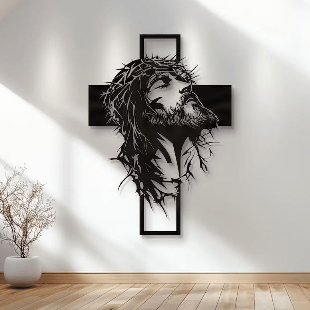 🔥🔥Jesus kors jernskilt Kristus veggkunst dekorasjon✝️🖼️ Foredle rommet ditt med åndelig eleganse 🙌✨