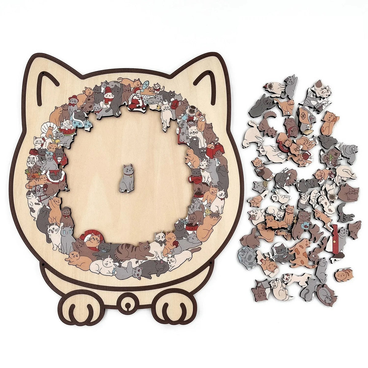 🎁 Tidlig julesalg  🎅Trepuslespill i form av en katt i Morandi-farger