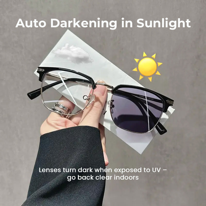 👓Fotokromatiske briller – automatisk mørkfarging, UV400-beskyttelse og blålysfilter