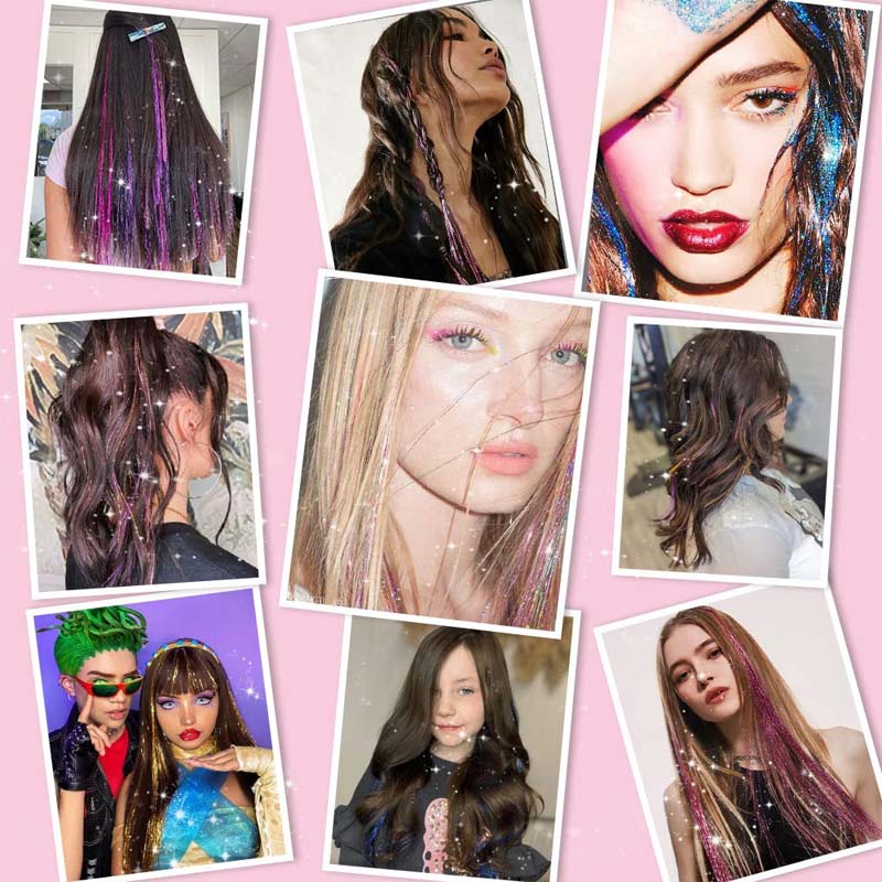 🔥Kjøp 1 få 1 gratis (24 stk)✨12-delers pakke med clip-on hårextensions med glitter – umiddelbar glans! 🦄💖