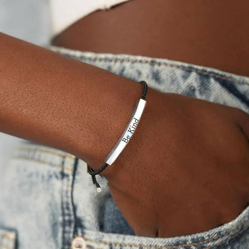 ✨📿 Vevd armbånd i rustfritt stål – motiverende og inspirerende armbånd med avtakbart trykk! ✨🦾