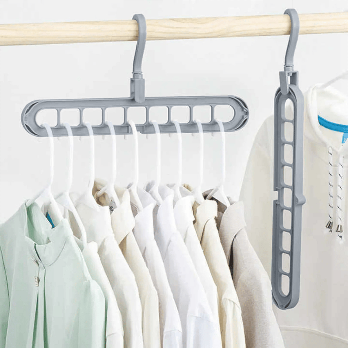 🔥👚 9-i-1 smart kleshenger – Frigjør 85 % av plassen i skapet ditt!