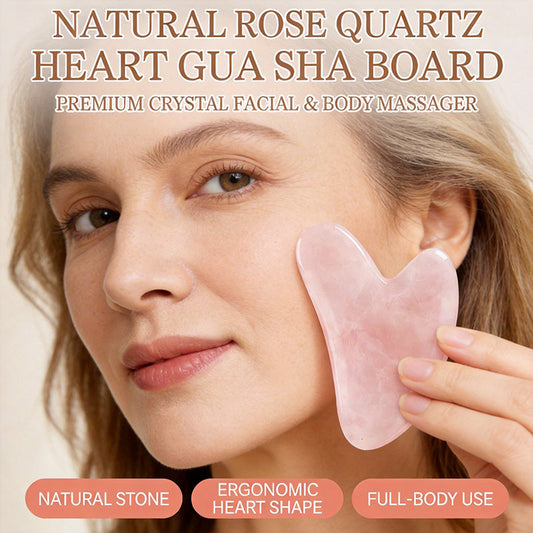 💖Hjerteformet Gua Sha-massasjeapparat med naturlig krystall – Gua Sha-verktøy for hele kroppen for ansikt, nakke og kropp