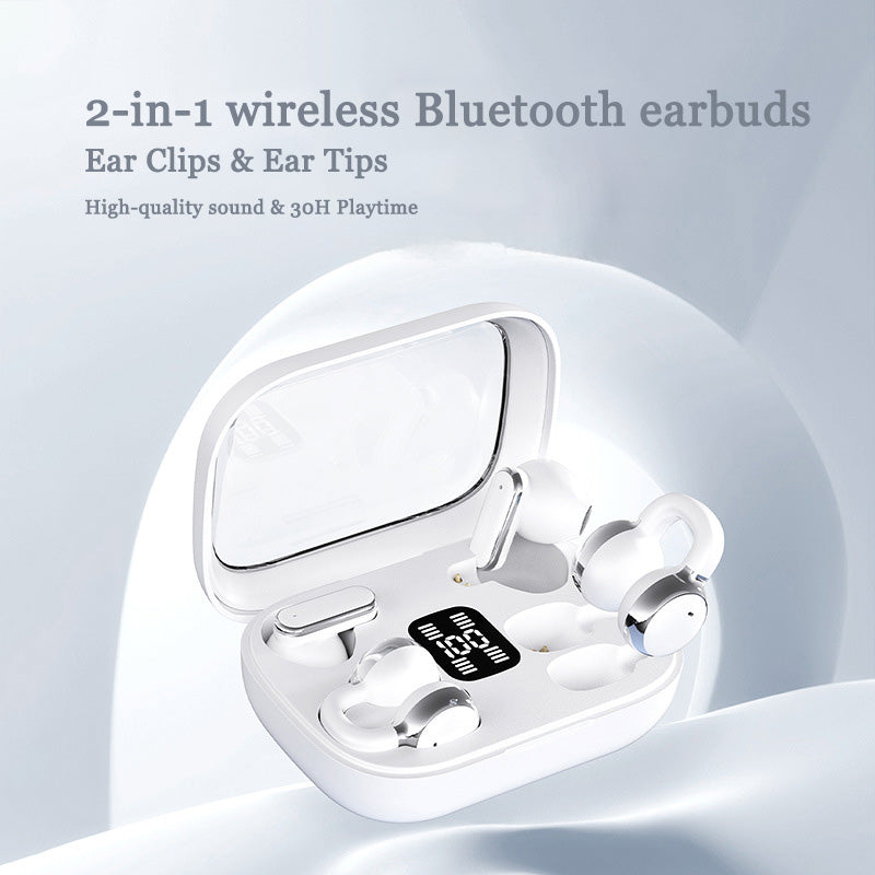 🎧 2-i-1 trådløse Bluetooth-ørepropper med ørekroker og ørepropper | 30 timers spilletid