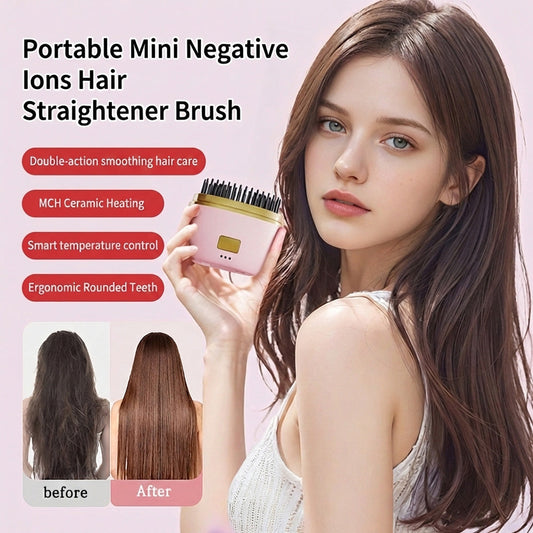 💇‍♀️Bærbar mini-ion-rettetangkam –💇 Skaper en voluminøs frisyre på bare 3 minutter