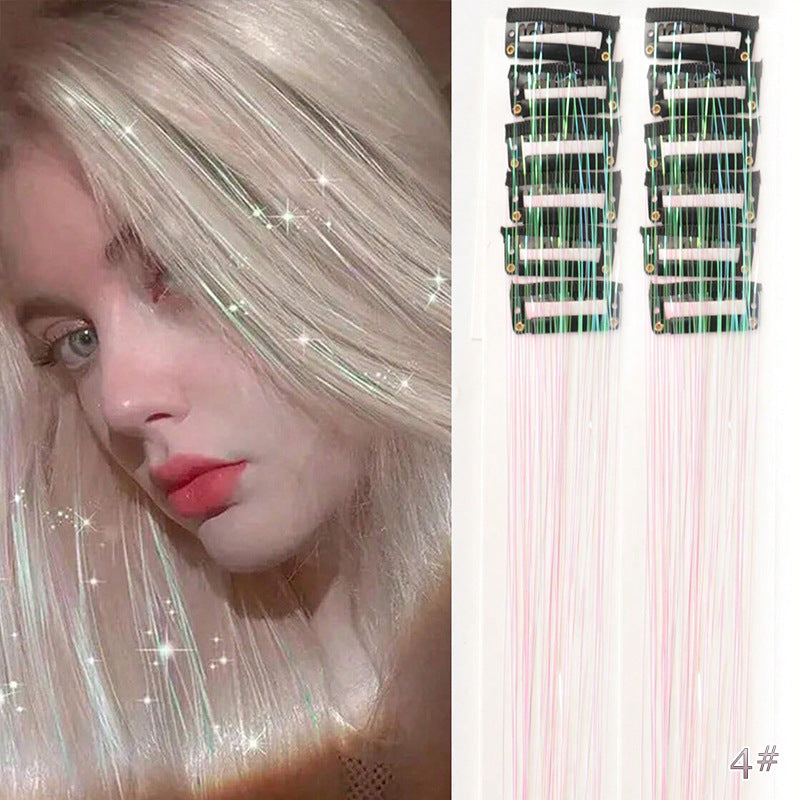 🔥Kjøp 1 få 1 gratis (24 stk)✨12-delers pakke med clip-on hårextensions med glitter – umiddelbar glans! 🦄💖