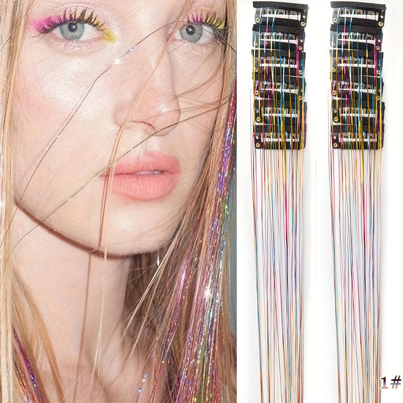 🔥Kjøp 1 få 1 gratis (24 stk)✨12-delers pakke med clip-on hårextensions med glitter – umiddelbar glans! 🦄💖