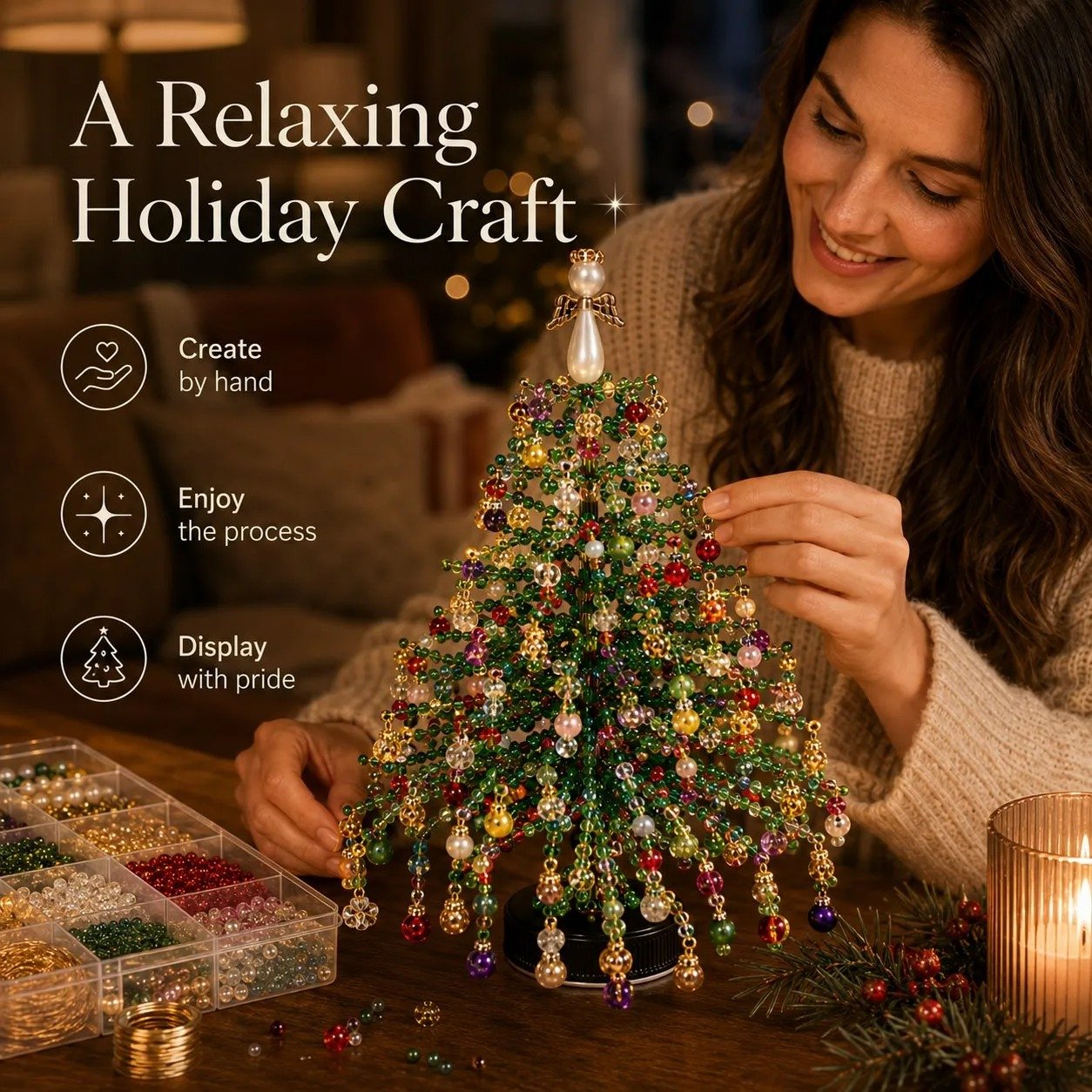 🎄✨ DIY-juletresett med perler 🎅Lag din egen glitrende juledekorasjon