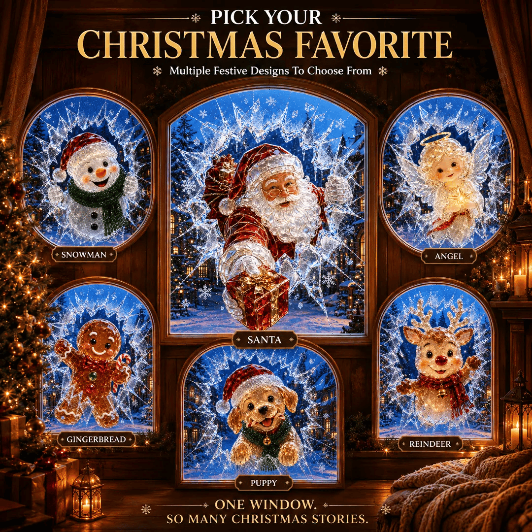 🔥 Bestselger: 49 % rabatt ✨🎄 «Crystal Christmas»-vindusdekal med knust glass-effekt – Juledekorasjon i 3D-stil
