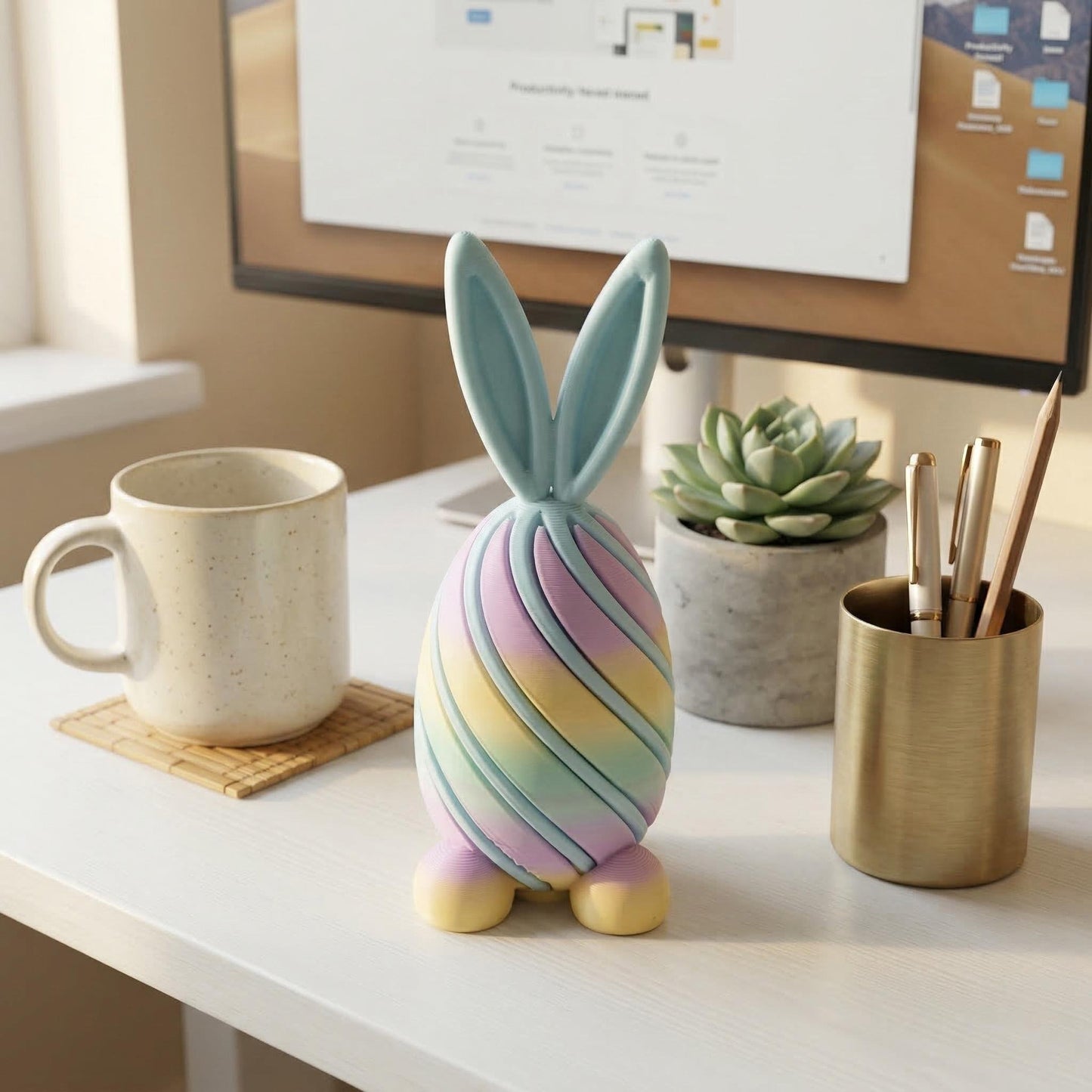 🐰🌈Påskespiralhareleke – Den spinner og vrir seg, og kan til og med lindre stress.