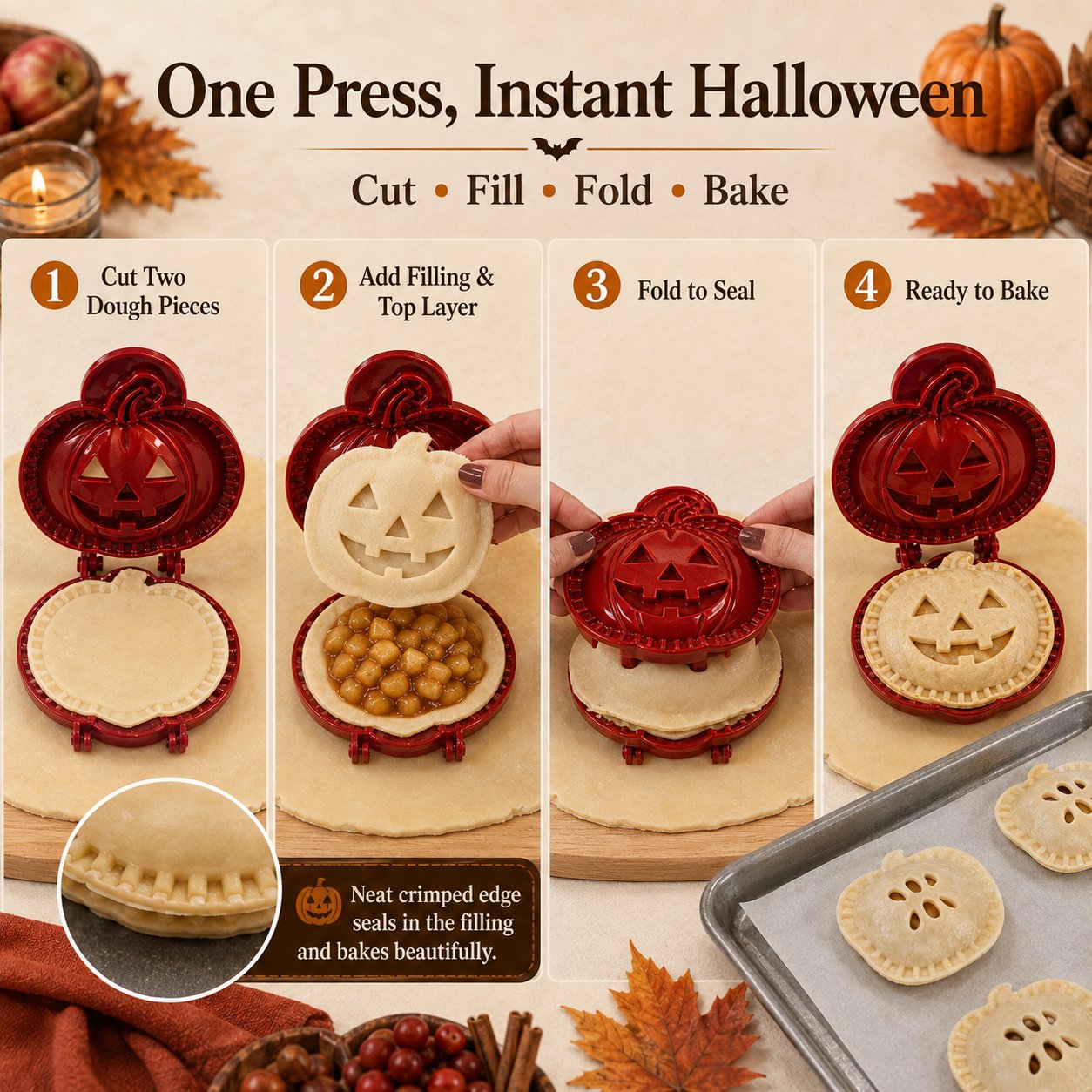 🎄🎃 8-delers paiformsett med Halloween-tema – perfekt for baking i høytiden