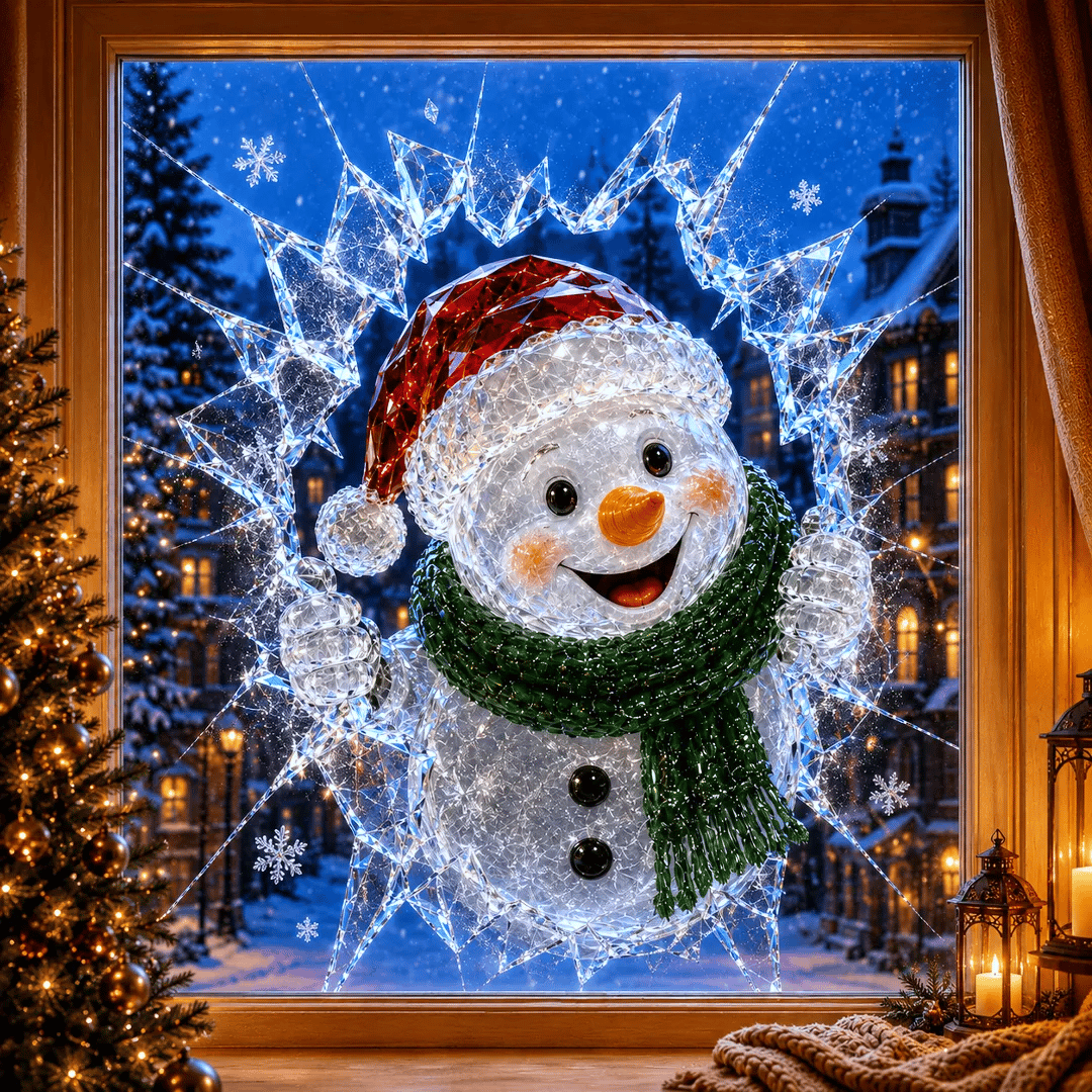 🔥 Bestselger: 49 % rabatt ✨🎄 «Crystal Christmas»-vindusdekal med knust glass-effekt – Juledekorasjon i 3D-stil