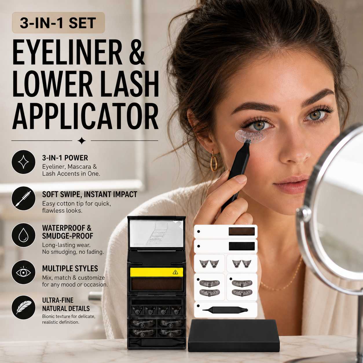 🥳2026 Hotselgende vare🥳💋 Over 50 000 enheter solgt! 🔥 50 % rabatt! 3-i-1-sett: Eyeliner og stempel til nedre mascara