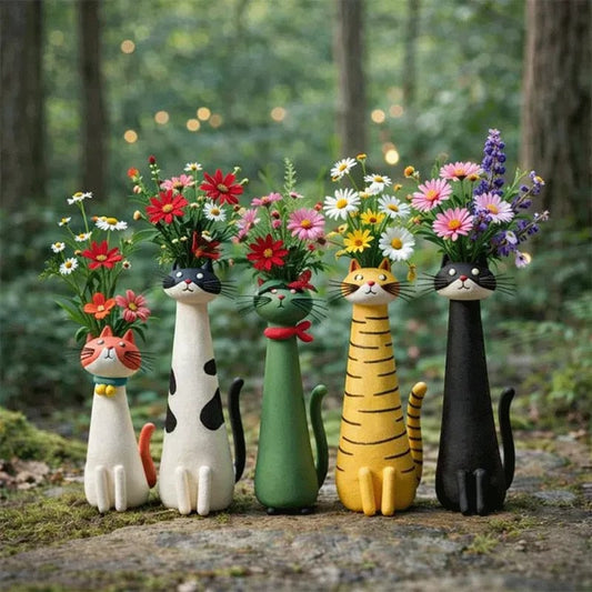 😻Håndlaget, originalt keramisk kattvas