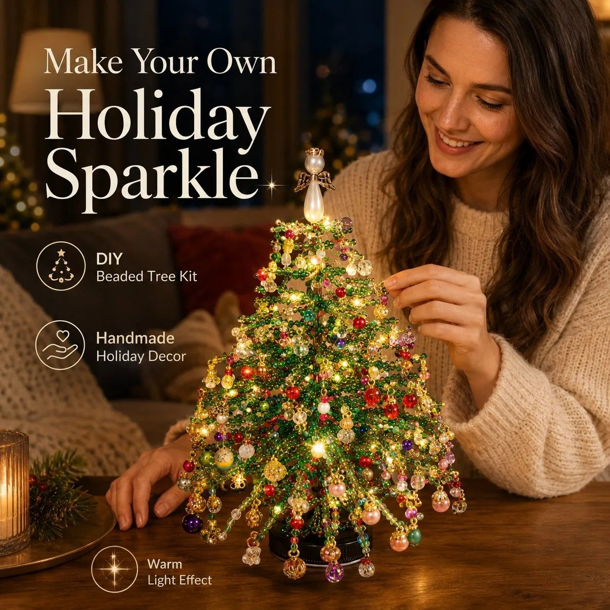 🎄✨ DIY-juletresett med perler 🎅Lag din egen glitrende juledekorasjon