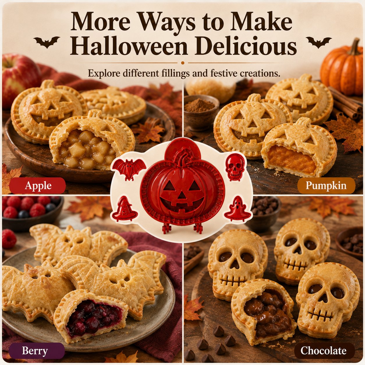 🎄🎃 8-delers paiformsett med Halloween-tema – perfekt for baking i høytiden