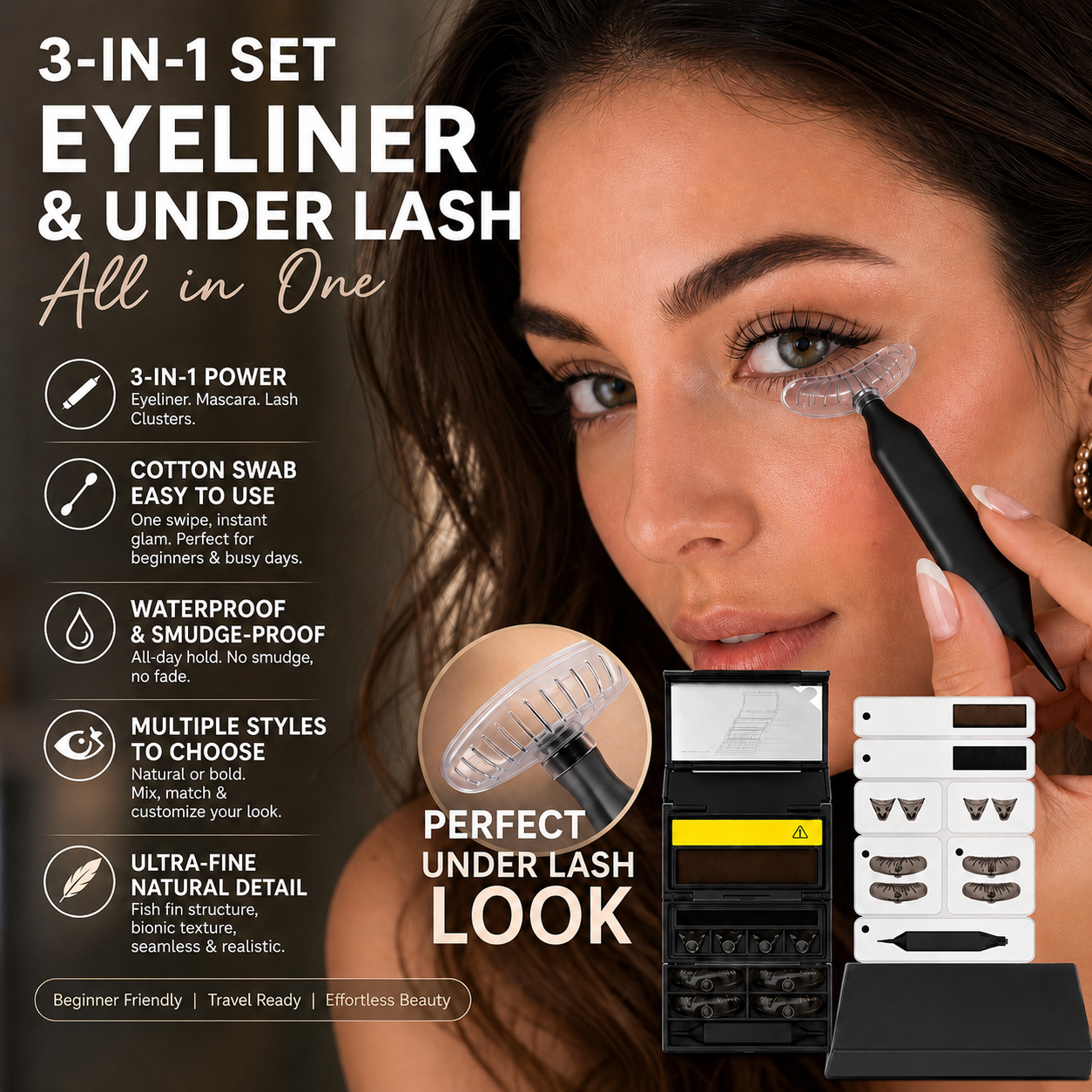 🥳2026 Hotselgende vare🥳💋 Over 50 000 enheter solgt! 🔥 50 % rabatt! 3-i-1-sett: Eyeliner og stempel til nedre mascara