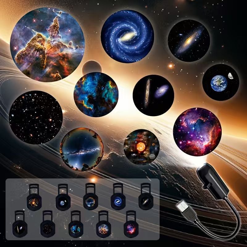 ✨Plug-and-play HD-stjernehimmelprojektor. 10 galakse-sommerfugl- og havmotiver