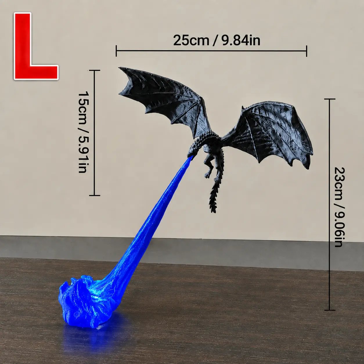 🐲🔥3D-printet opplyst drageflammebokkrok – Mystisk fantasibokhylledekor