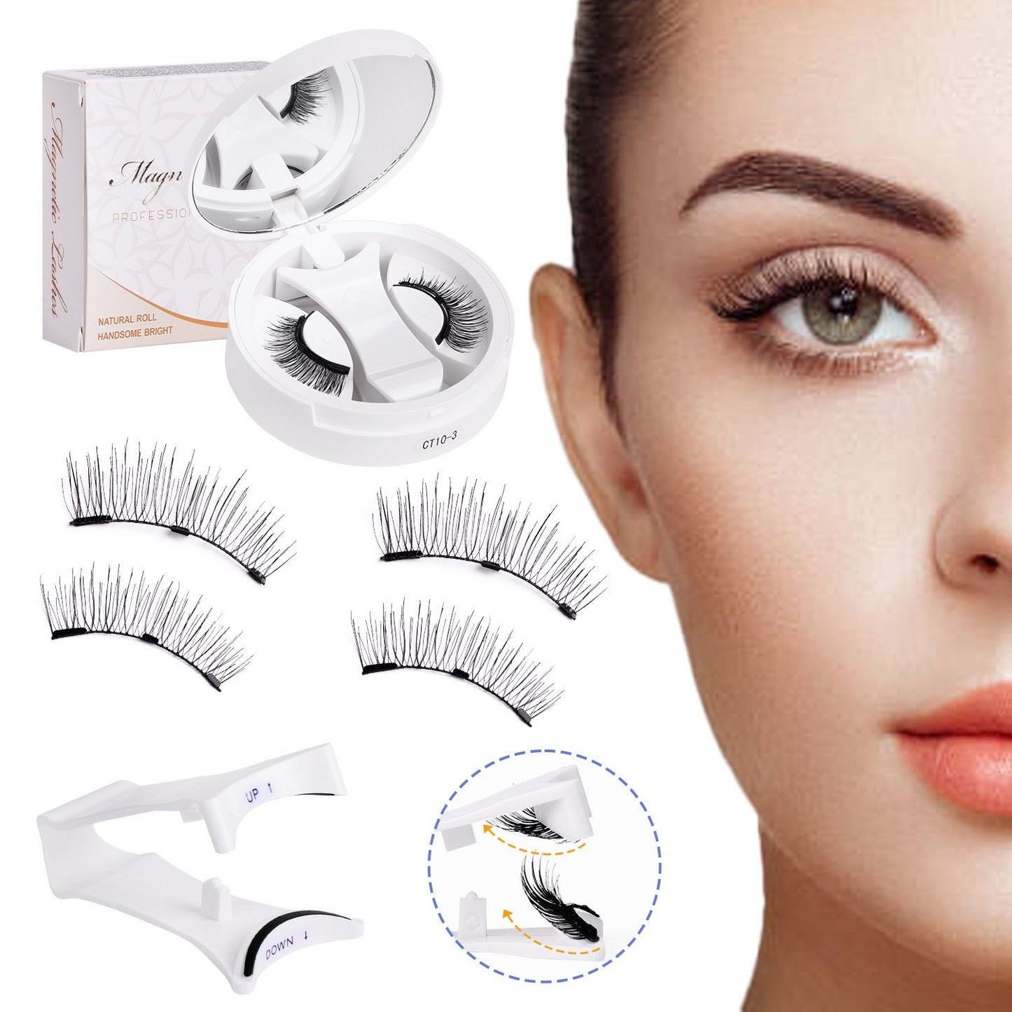 Herbruikbare magnetische wimpers met applicato