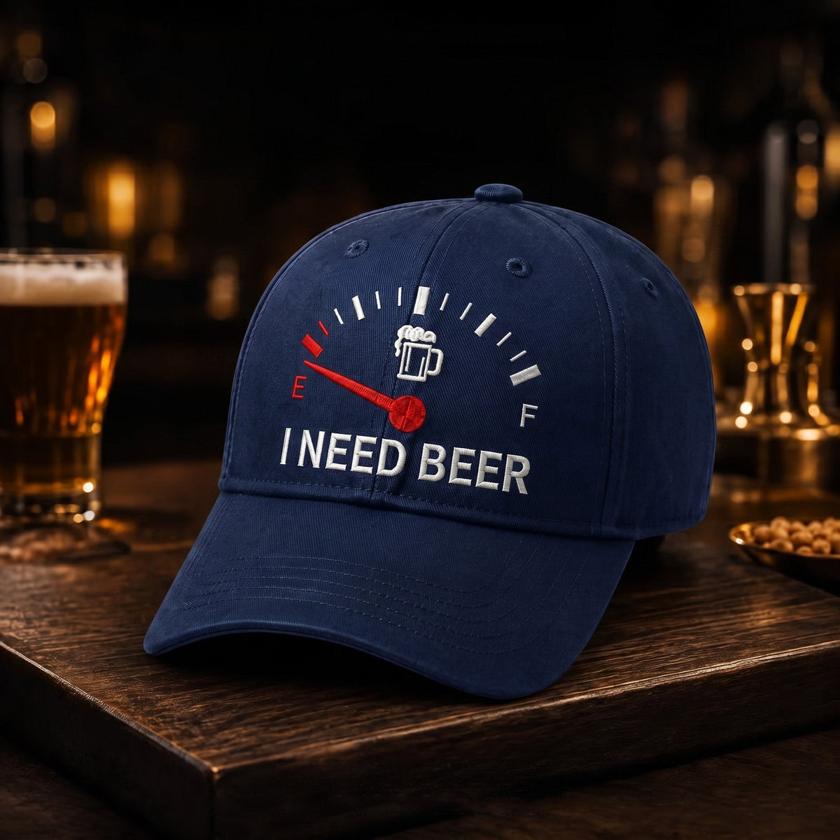 🍺 Baseballcaps med broderi på «I NEED BEER» – Unisex minnecap