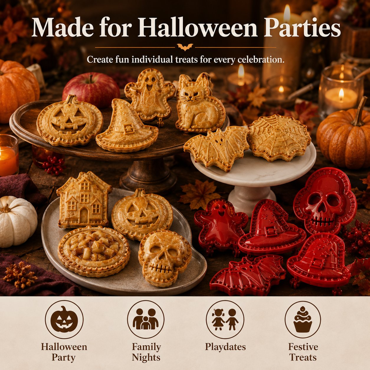 🎄🎃 8-delers paiformsett med Halloween-tema – perfekt for baking i høytiden