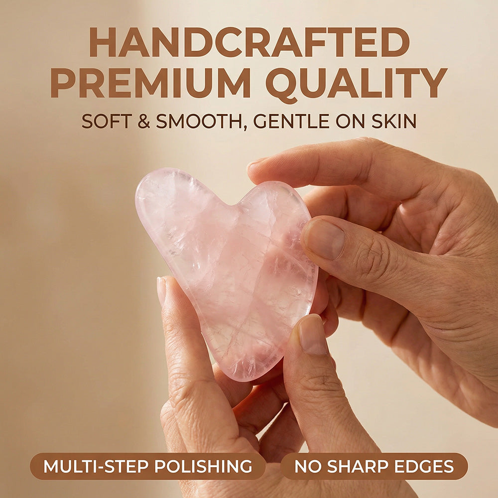 💖Hjerteformet Gua Sha-massasjeapparat med naturlig krystall – Gua Sha-verktøy for hele kroppen for ansikt, nakke og kropp