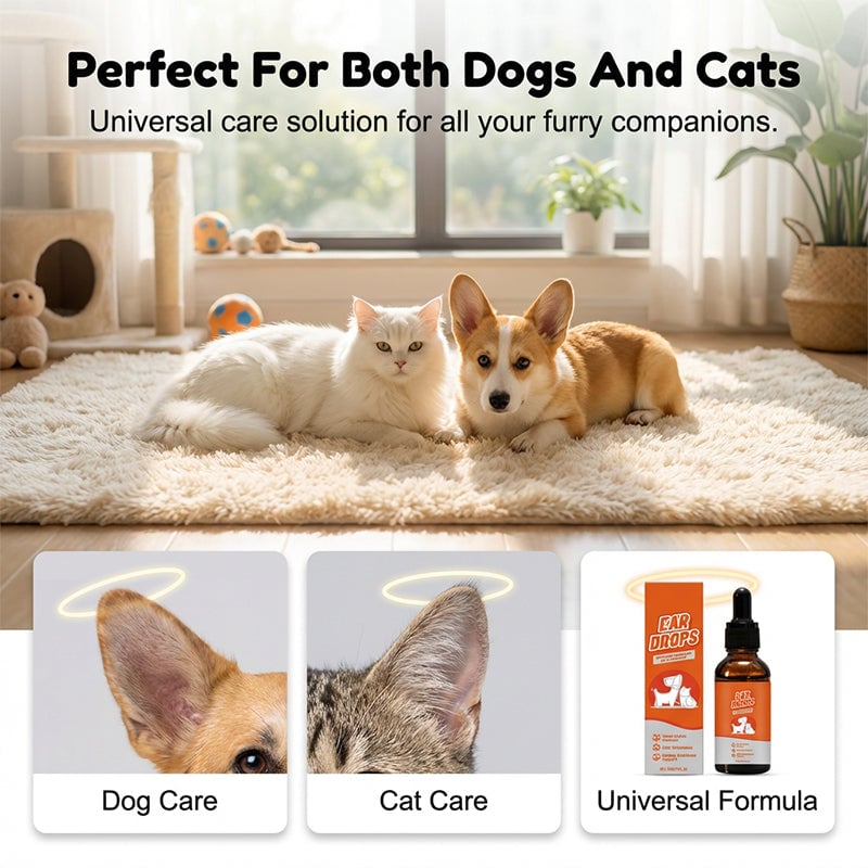 🐶🐱Naturlige øredråper for hund og katt mot kløe og voksoppbygging