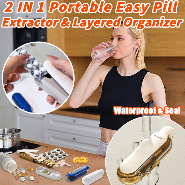 🔥2024 SALG - 2 I 1 bærbar enkel pilleuttrekker og lagdelt organisering