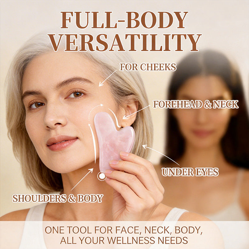 💖Hjerteformet Gua Sha-massasjeapparat med naturlig krystall – Gua Sha-verktøy for hele kroppen for ansikt, nakke og kropp