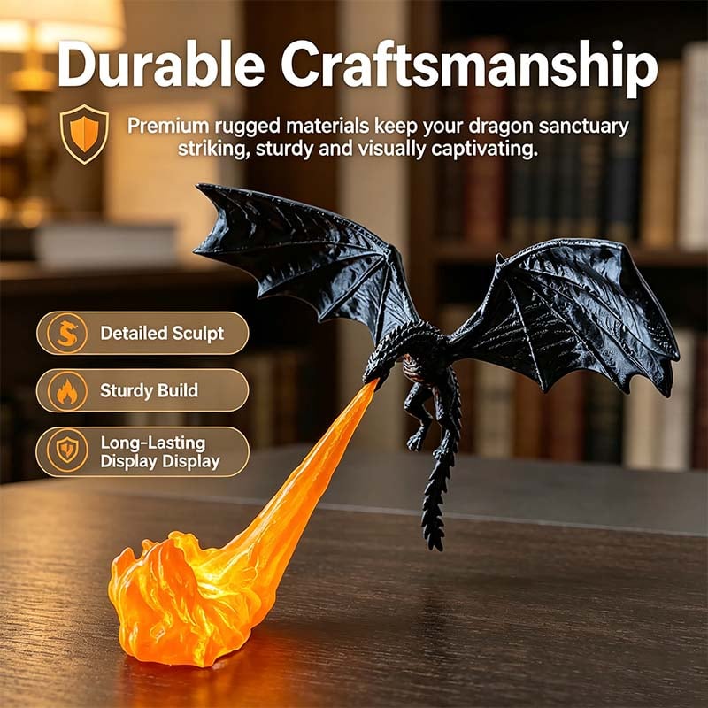 🐲🔥3D-printet opplyst drageflammebokkrok – Mystisk fantasibokhylledekor
