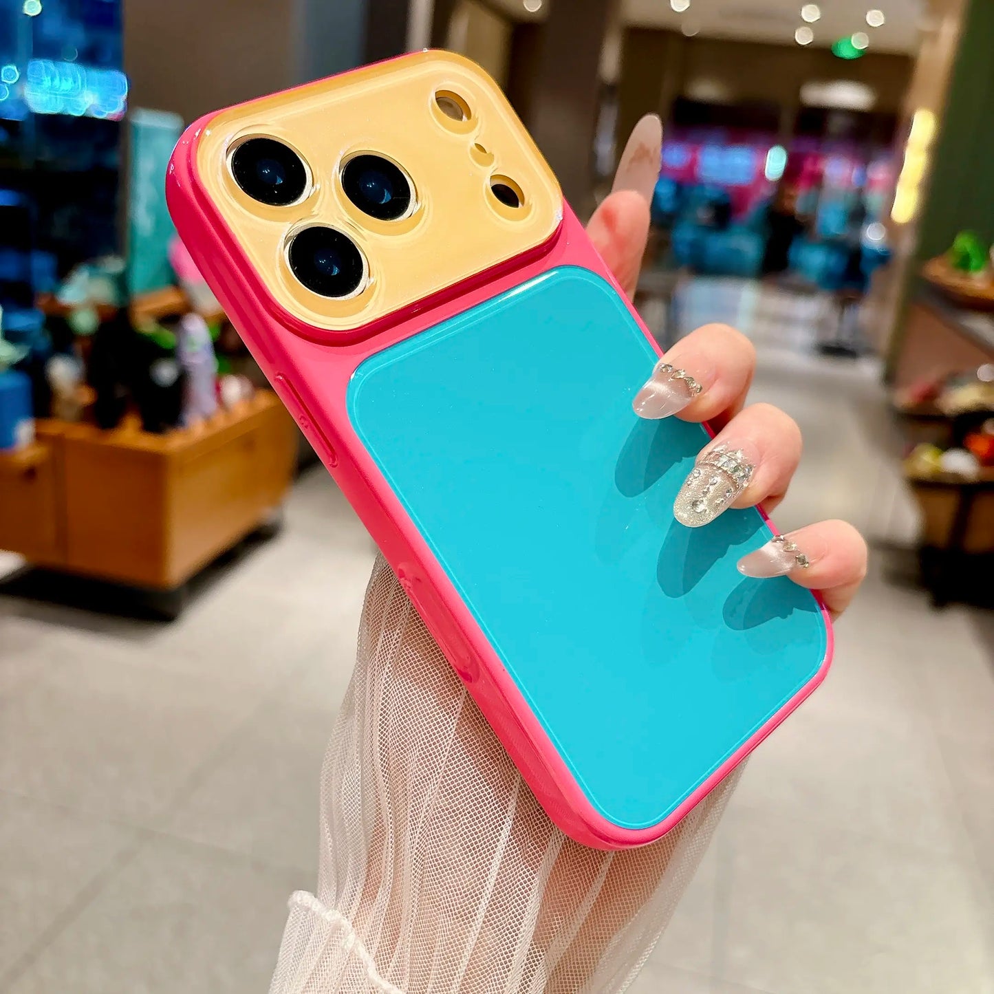 Kontrastfarget matt deksel til iPhone 17 16 15 14 13 Pro Max – Fallsikker full linsebeskyttelse