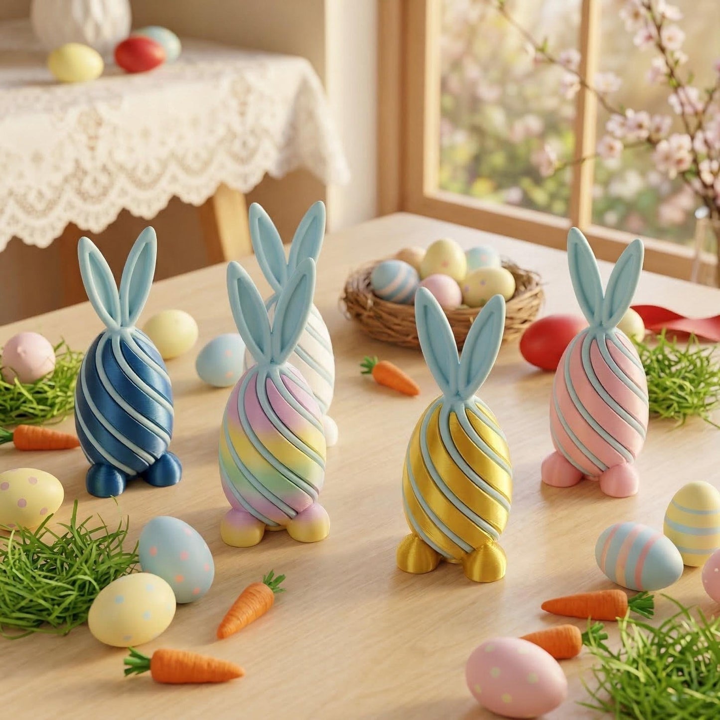 🐰🌈Påskespiralhareleke – Den spinner og vrir seg, og kan til og med lindre stress.