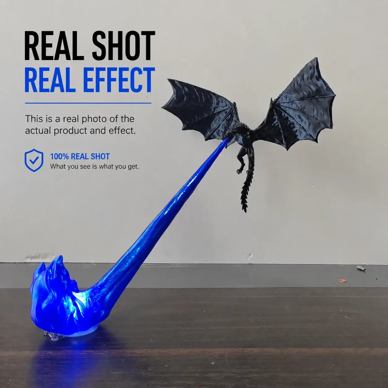 🐲🔥3D-printet opplyst drageflammebokkrok – Mystisk fantasibokhylledekor