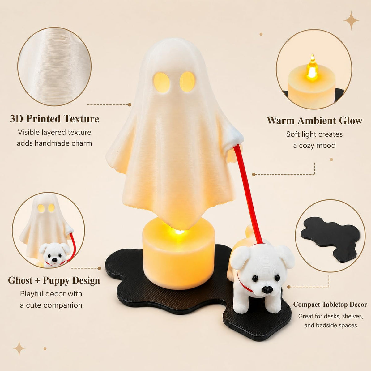 👻🐾 Nattlys med spøkelseshund til Halloween