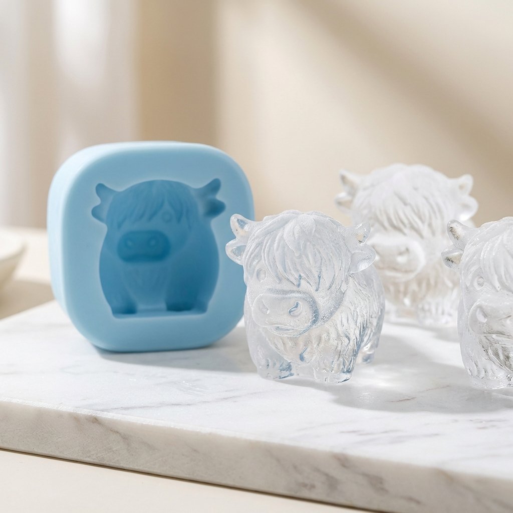 🐮 Mini isbitform av høylandsku – Søt 3D-is til drikke, fester og gaver